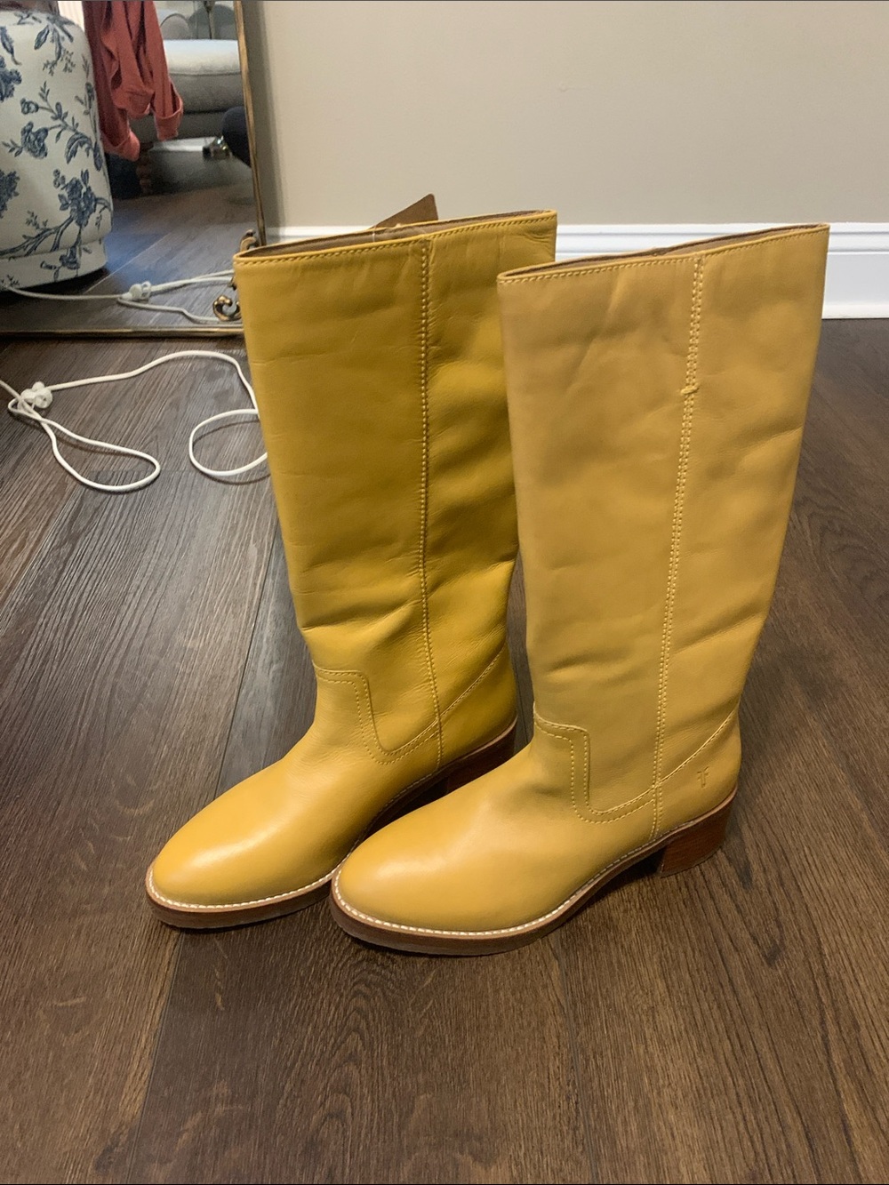 Frye Camryn pull on Leather Riding Boots - Mustard Yellow